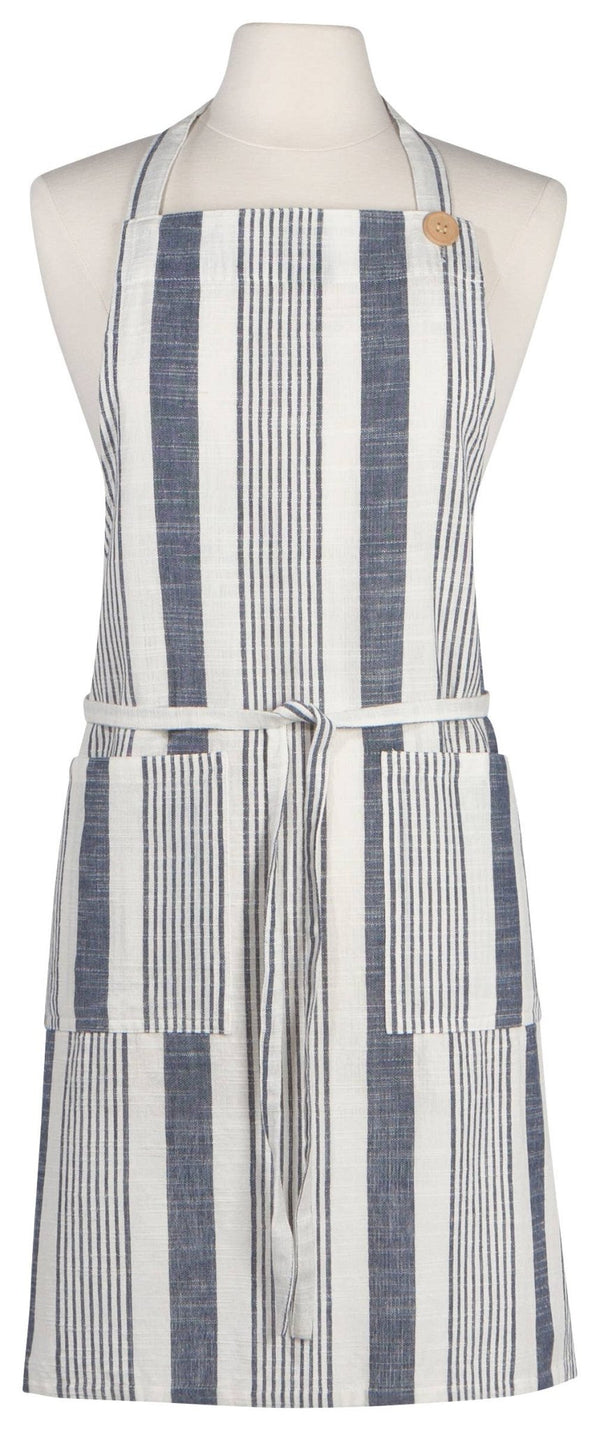 Blue Stripe Pocket Apron - Copper Pot & Wooden Spoon