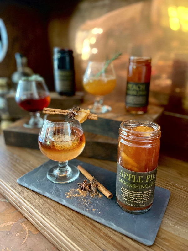 Boozy Jam Trio - Peach Shine, Bourbon Blueberry, Apple Pie - Copper Pot & Wooden Spoon