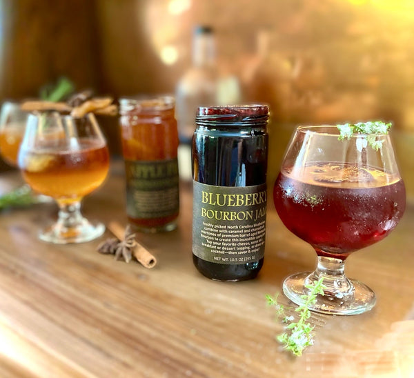 Boozy Jam Trio - Peach Shine, Bourbon Blueberry, Apple Pie - Copper Pot & Wooden Spoon