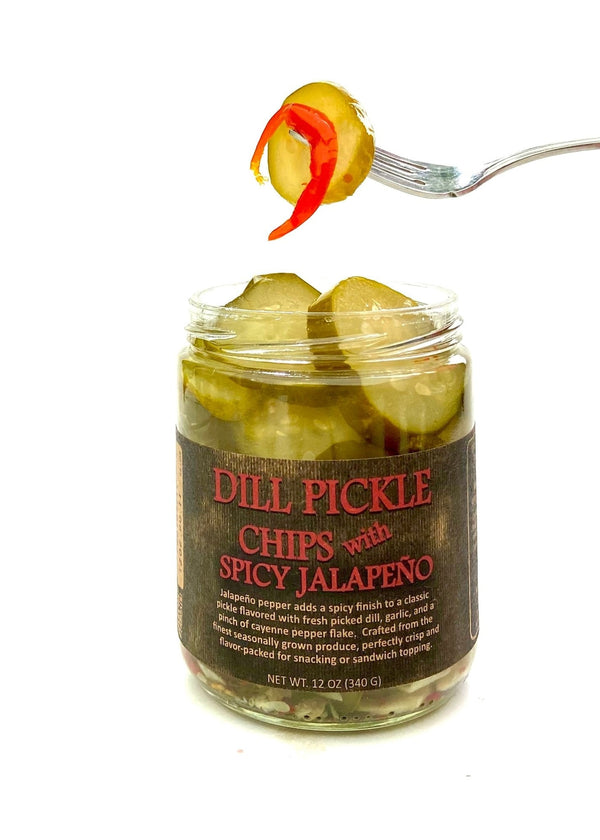 Dill Pickle Chips - Spicy Jalapeno - Copper Pot & Wooden Spoon