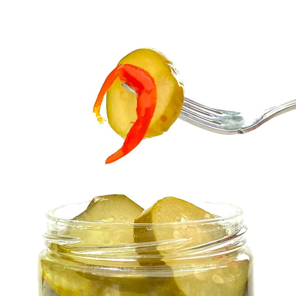 Dill Pickle Chips - Spicy Jalapeno - Copper Pot & Wooden Spoon