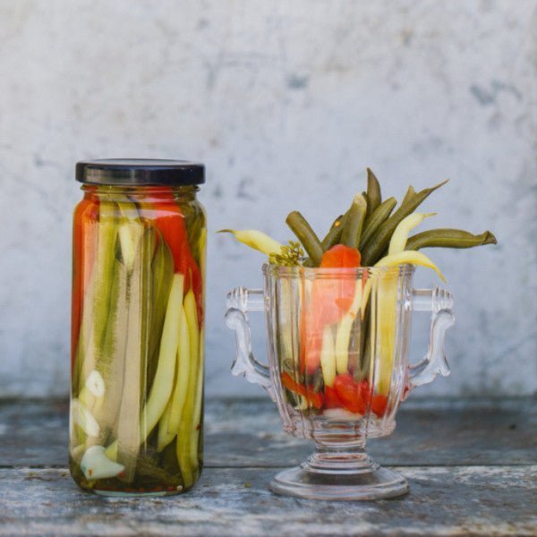Dilly Beans with Pickled Pepper - Copper Pot & Wooden Spoon