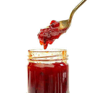 Oven Roasted Tomato Jam with Garlic & Herbs - Copper Pot & Wooden Spoon