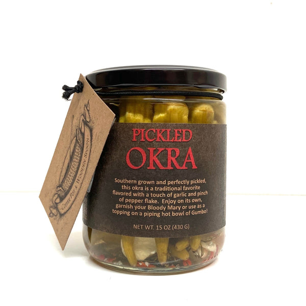Pickled Okra - Copper Pot & Wooden Spoon