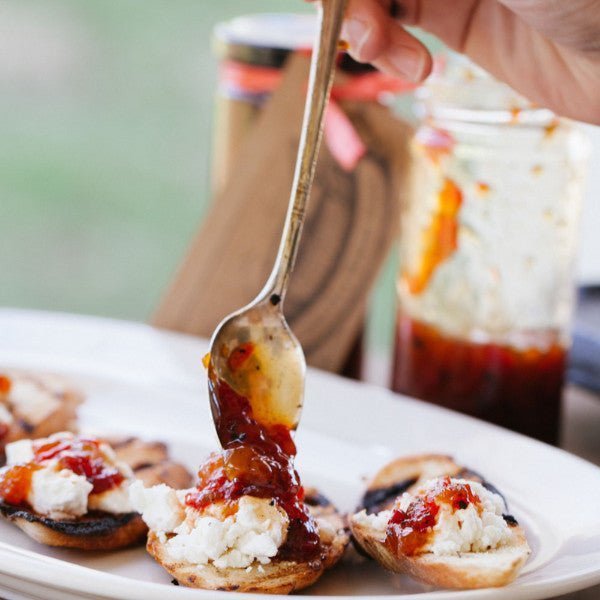Red Pepper and Peach Jam - FOOD & WINE Magazine Editor's Pick - Copper Pot & Wooden Spoon