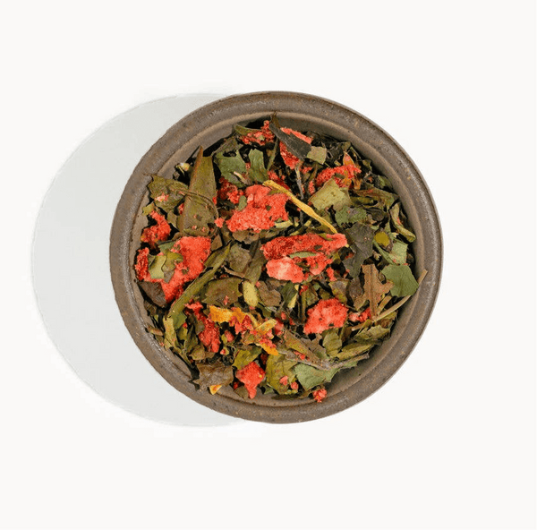 Strawberry Honeysuckle White Tea - Premium Loose Leaf Fruity - Copper Pot & Wooden Spoon