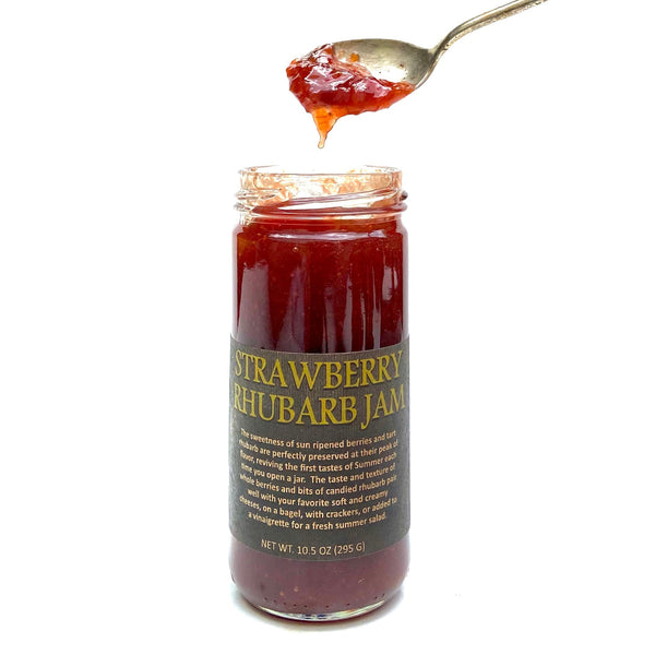 Strawberry Rhubarb Jam - Copper Pot & Wooden Spoon