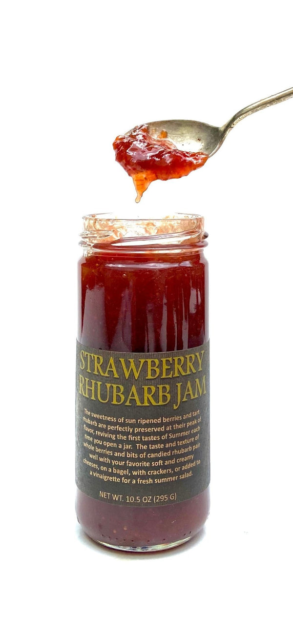 Strawberry Rhubarb Jam - Copper Pot & Wooden Spoon