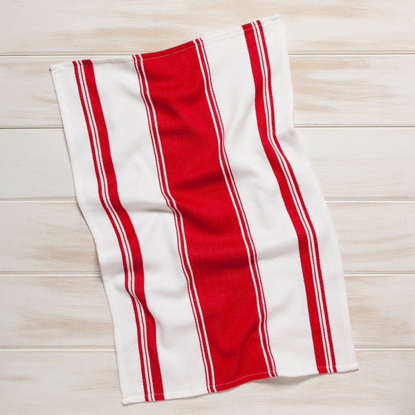 Symmetry Red Dishtowel - Copper Pot & Wooden Spoon