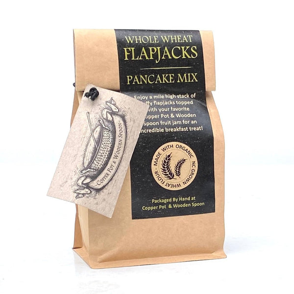 Whole Wheat FlapJack Mix - Copper Pot & Wooden Spoon