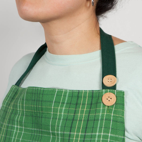 Woods Plaid Spruce Apron - Copper Pot & Wooden Spoon