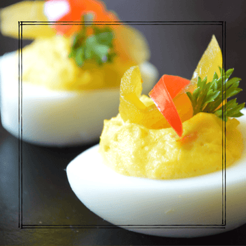 DEVILED EGGS with PICKLED PEPPER HASH - Copper Pot & Wooden Spoon