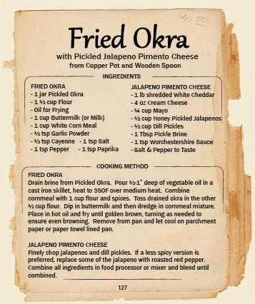 Fried Pickled Okra with Jalapeno Pimento Cheese - Copper Pot & Wooden Spoon