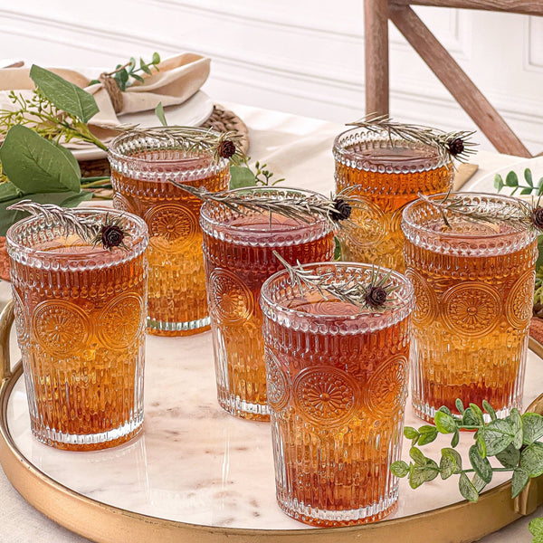 Vintage Inspired Pressed Glass Drinkware (Set of 2)
