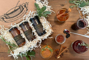 Boozy Jam Trio - Peach Shine, Bourbon Blueberry, Apple Pie - Copper Pot & Wooden Spoon