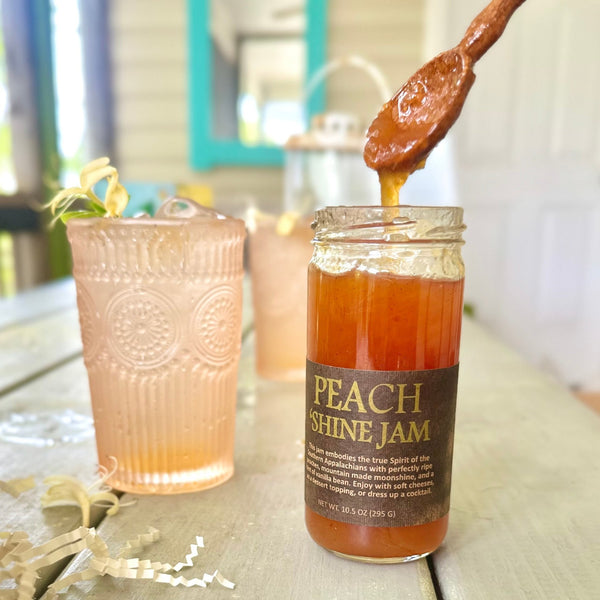 Boozy Jam Trio - Peach Shine, Bourbon Blueberry, Apple Pie - Copper Pot & Wooden Spoon
