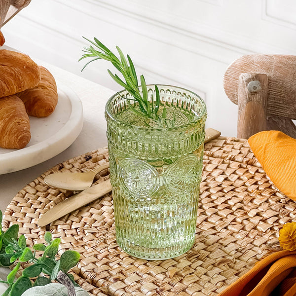 Vintage Inspired Pressed Glass Drinkware (Set of 2)