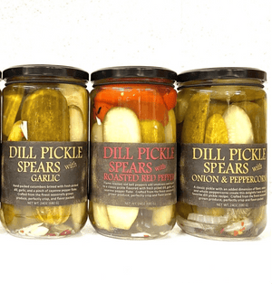 Dill Pickle Spears - 3 Flavor Gift Pack - Copper Pot & Wooden Spoon