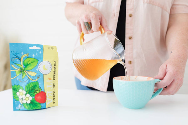 Evening Peach Orchard Tea - Premium Loose Leaf Caffeine - free - Copper Pot & Wooden Spoon