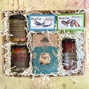 Feast of the Fishes - Tinned Fish and Pickle Gift Box - Copper Pot & Wooden Spoon