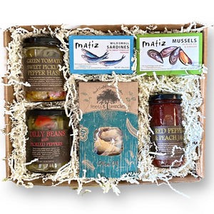 Feast of the Fishes - Tinned Fish and Pickle Gift Box - Copper Pot & Wooden Spoon
