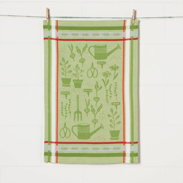 Garden Jacquard Dishtowel - Copper Pot & Wooden Spoon