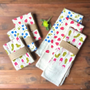 Handprinted Cotton Kitchen Towel from The High Fiber - Copper Pot & Wooden Spoon