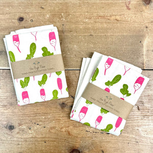 Handprinted Cotton Kitchen Towel from The High Fiber - Copper Pot & Wooden Spoon