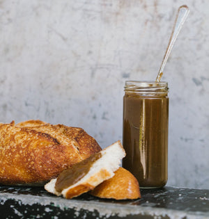 Harvest Spice Apple Butter - Copper Pot & Wooden Spoon