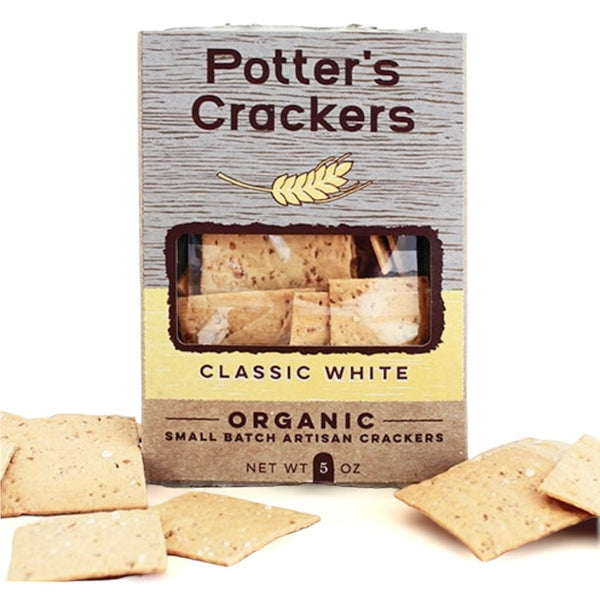 Organic Classic White Crackers from Potter’s Crackers - Copper Pot & Wooden Spoon