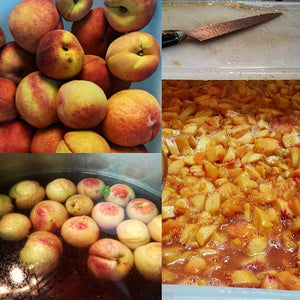 Peach 'Shine Jam - Moonshine & Vanilla Bean - Copper Pot & Wooden Spoon