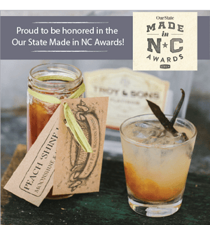 Peach 'Shine Jam - Moonshine & Vanilla Bean - Copper Pot & Wooden Spoon