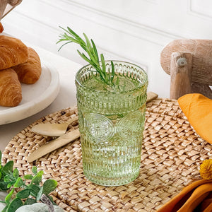 Vintage Inspired Pressed Glass Drinkware (Set of 2) - Copper Pot & Wooden Spoon