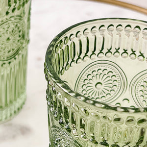 Vintage Inspired Pressed Glass Drinkware (Set of 2) - Copper Pot & Wooden Spoon