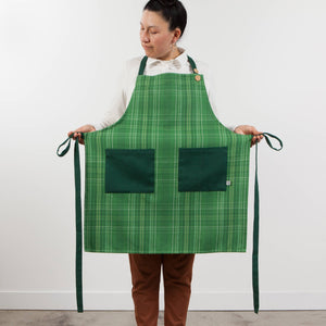 Woods Plaid Spruce Apron - Copper Pot & Wooden Spoon