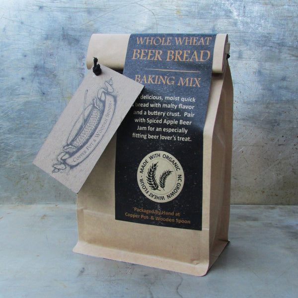 Beer Bread Mix with Organic Whole Wheat Flour - Copper Pot & Wooden Spoon