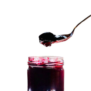 Black & Blue Berry Cordial Jam - Limited Release - Copper Pot & Wooden Spoon