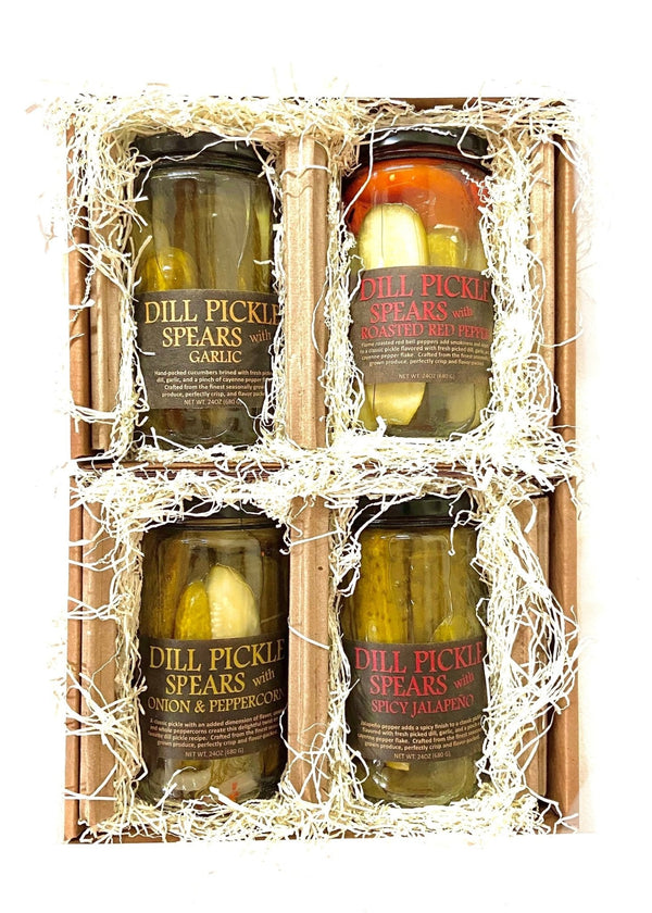 Dill Pickle Spears - 3 Flavor Gift Pack - Copper Pot & Wooden Spoon