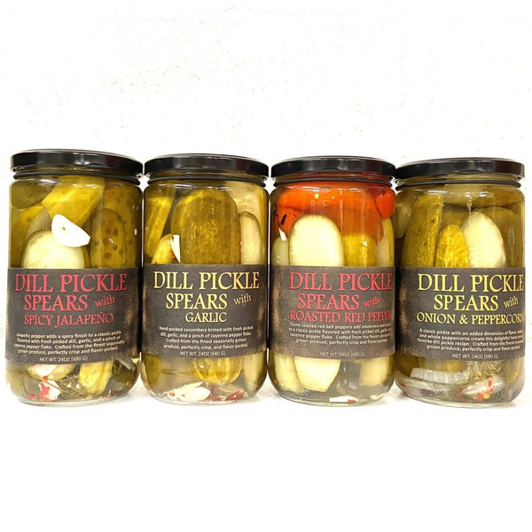 Dill Pickle Spears - 4 Flavor Gift Pack - Copper Pot & Wooden Spoon