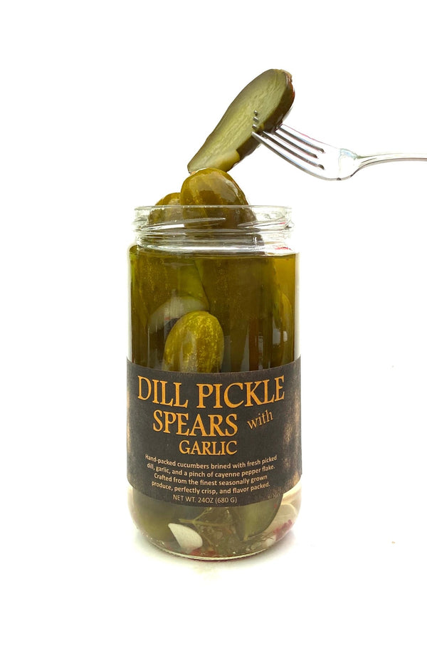 Dill Pickle Spears - GARLIC - Copper Pot & Wooden Spoon