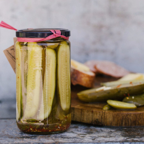 Dill Pickle Spears - SPICY JALAPENO - Copper Pot & Wooden Spoon