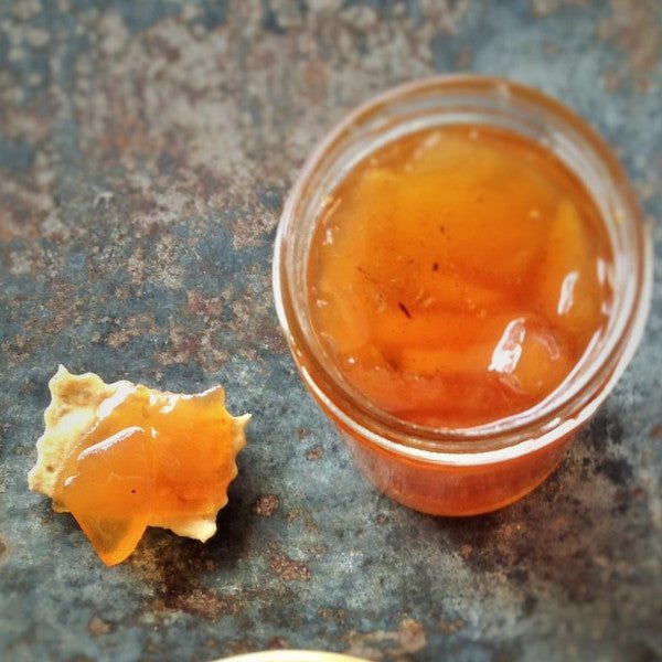 Pear Preserves with Honey & Chai Tea - Copper Pot & Wooden Spoon