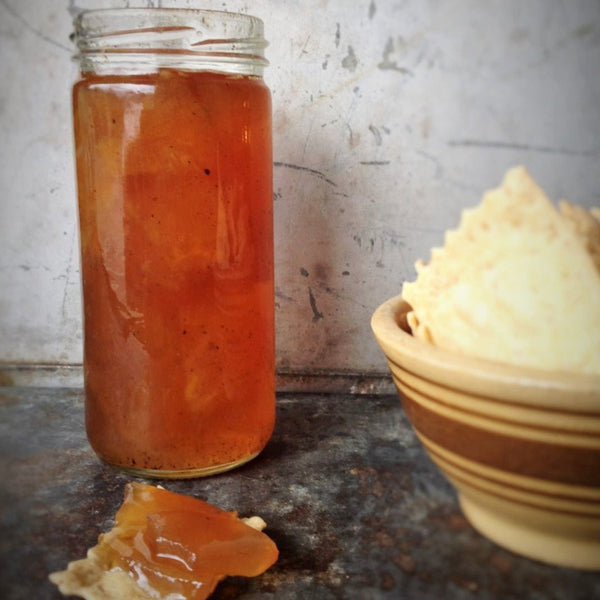 Pear Preserves with Honey & Chai Tea - Copper Pot & Wooden Spoon