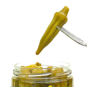 Pickled Okra - Copper Pot & Wooden Spoon