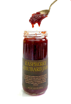 Raspberry Rhubarb Jam - Copper Pot & Wooden Spoon