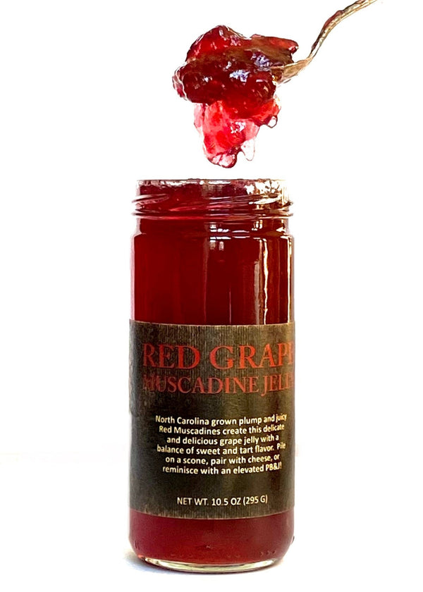 Red Grape Muscadine Jelly - Copper Pot & Wooden Spoon