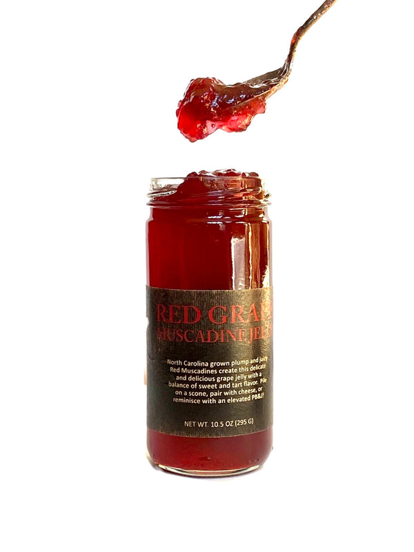 Red Grape Muscadine Jelly - Copper Pot & Wooden Spoon