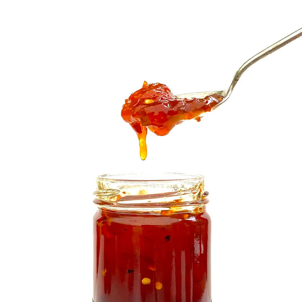 Red Pepper and Peach Jam - FOOD & WINE Magazine Editor's Pick - Copper Pot & Wooden Spoon