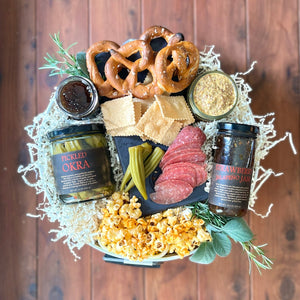 Southern Snacking Favorites Gift Basket - Copper Pot & Wooden Spoon