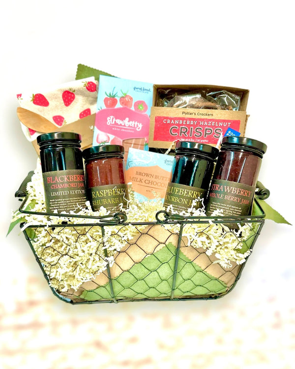 Spring Chocolate and Berry Gift Basket - Copper Pot & Wooden Spoon